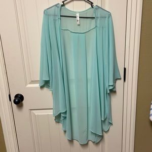 Aquamarine chiffon kimono